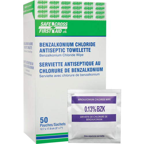 Lingettes antiseptiques au chlorure de benzalkonium, Serviette, Antiseptique NRZ Safety Inc.