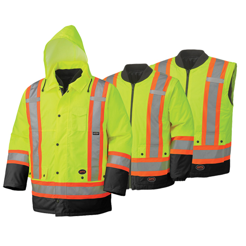 5021BB Manteau de s&eacute;curit&eacute; 6 en 1 imperm&eacute;able, Jaune lime haute visibilit&eacute;, 2T-Grand NRZ Safety Inc.