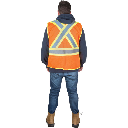 Veste d'arpenteur r&eacute;sistante aux flammes, Orange haute visibilit&eacute;, Grand, Polyester NRZ Safety Inc.