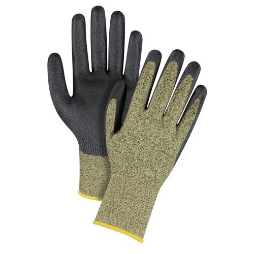 Gants &eacute;lastiques sans coutures r&eacute;sistants &agrave; la coupe noir & jaune, Taille 2T-Grand/11, Calibre 13, Rev&ecirc;tement Mousse de nitrile, Enveloppe en Aramide, ASTM ANSI niveau A6 NRZ Safety Inc.
