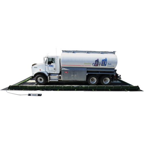 Ride-Side Berm Secondary Containment for Vehicles, 7,500 US gal. Capacity, 20' W x 40' L x 15" H, L-Bracket NRZ Safety Inc.