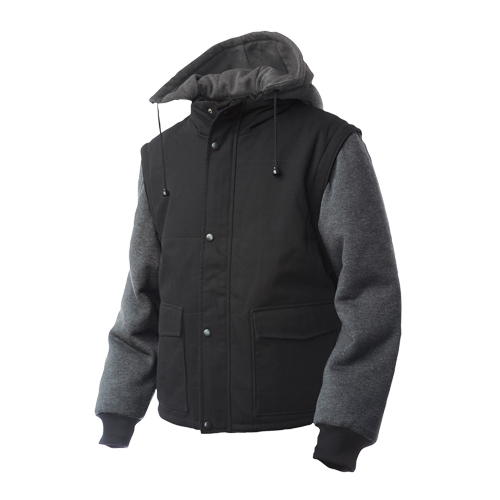 Manteau avec manches &agrave; fermeture &agrave; glissi&egrave;re, Hommes, Grand, Noir NRZ Safety Inc.