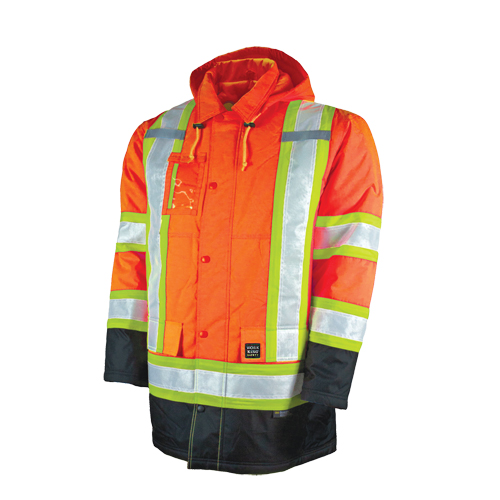 Lined Safety Parka, High Visibility Orange, Large NRZ Safety Inc.