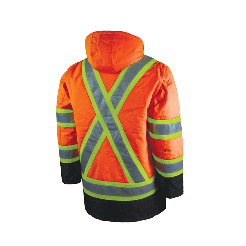 Lined Safety Parka, High Visibility Orange, Large NRZ Safety Inc.