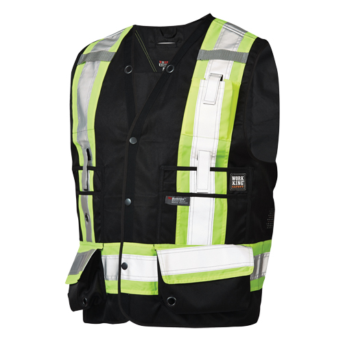 Surveyor Safety Vest, Black, Large, Polyester NRZ Safety Inc.
