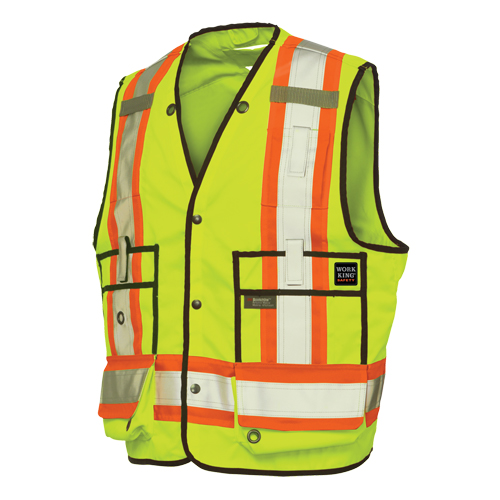 Surveyor Safety Vest, High Visibility Lime-Yellow, X-Large, Polyester NRZ Safety Inc.