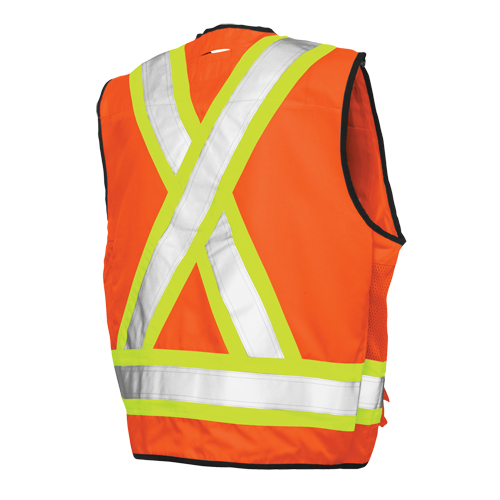 Surveyor Safety Vest, High Visibility Orange, Large, Polyester NRZ Safety Inc.