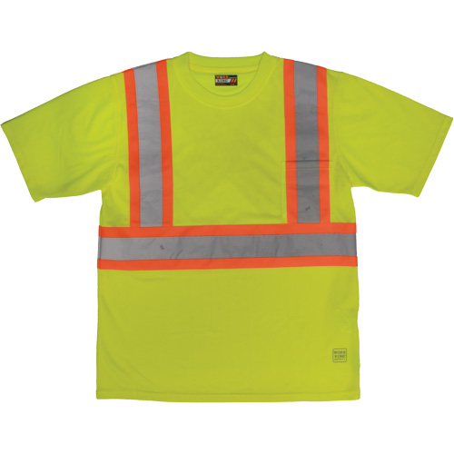 Short-Sleeved Safety T-Shirt with Pocket, Polyester, Large, High Visibility Lime-Yellow NRZ Safety Inc.