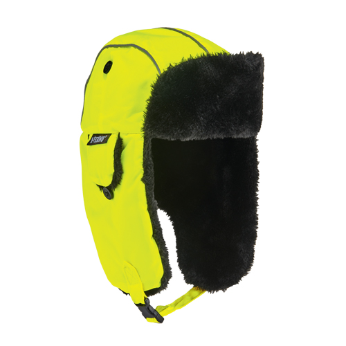 N-Ferno&reg; 6802 Classic Trapper Hat, Synthetic Fur Lining, Medium/Small, High-Visibility Lime Green NRZ Safety Inc.