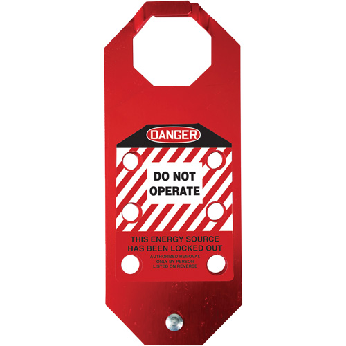 Moraillon de verrouillage pr&eacute;venant l'utilisation conforme aux normes OSHA Danger Stopout Aluma-Tag, Rouge NRZ Safety Inc.