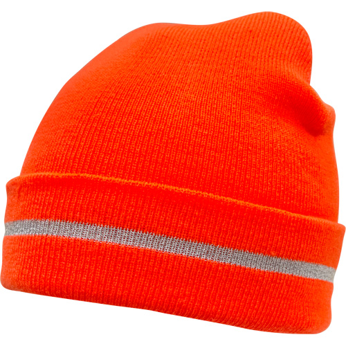 Bonnet en tricot haute visibilit&eacute; avec bande r&eacute;fl&eacute;chissante, Orange haute visibilit&eacute;, Acrylique NRZ Safety Inc.