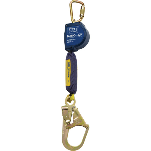 Cordage de s&eacute;curit&eacute; autor&eacute;tractable allong&eacute; Nano-Lok, 9', Polyester/Sangles, Pivotant NRZ Safety Inc.