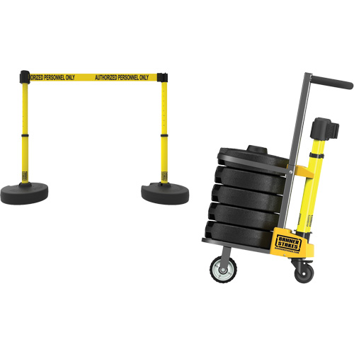 Chariot de transport pour barri&egrave;re PLUS, 75' lo, M&eacute;tal, Jaune NRZ Safety Inc.
