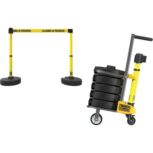 Chariot de transport pour barri&egrave;re PLUS, 75' lo, M&eacute;tal, Jaune NRZ Safety Inc.