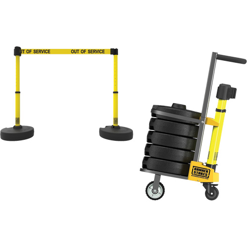 Chariot de transport pour barri&egrave;re PLUS, 75' lo, M&eacute;tal, Jaune NRZ Safety Inc.