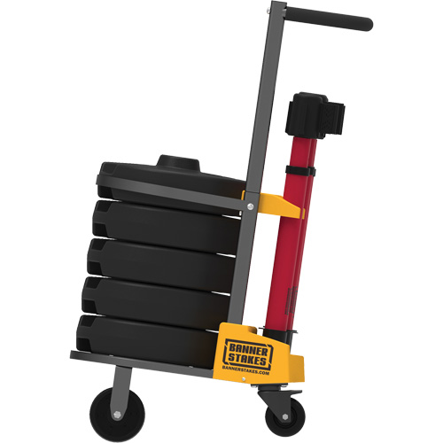 Chariot de transport pour barri&egrave;re PLUS, 75' lo, M&eacute;tal, Rouge NRZ Safety Inc.