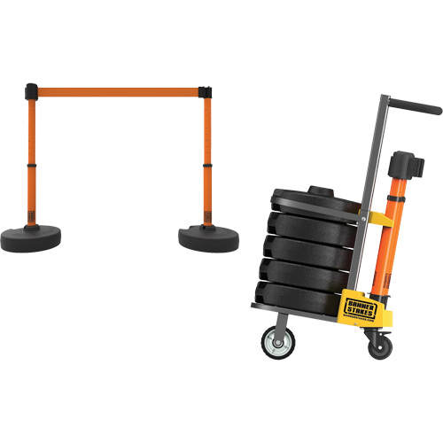 Chariot de transport pour barri&egrave;re PLUS, 75' lo, M&eacute;tal, Orange NRZ Safety Inc.