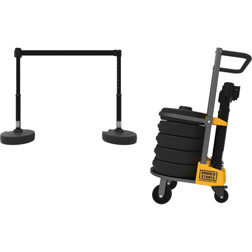 Chariot de transport pour barri&egrave;re PLUS, 75' lo, M&eacute;tal, Noir NRZ Safety Inc.