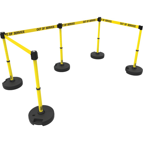Ensemble de cinq montants pour barri&egrave;re PLUS, Plastique, 42" h, Ruban Jaune, Longueur du ruban 15' NRZ Safety Inc.