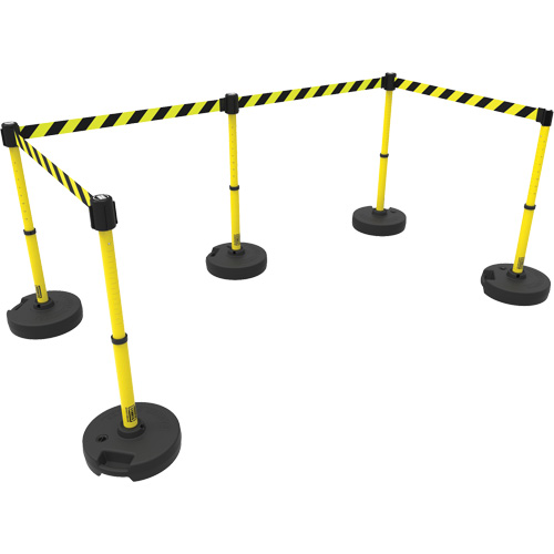 Ensemble de cinq montants pour barri&egrave;re PLUS, Plastique, 42" h, Ruban Jaune, Longueur du ruban 15' NRZ Safety Inc.