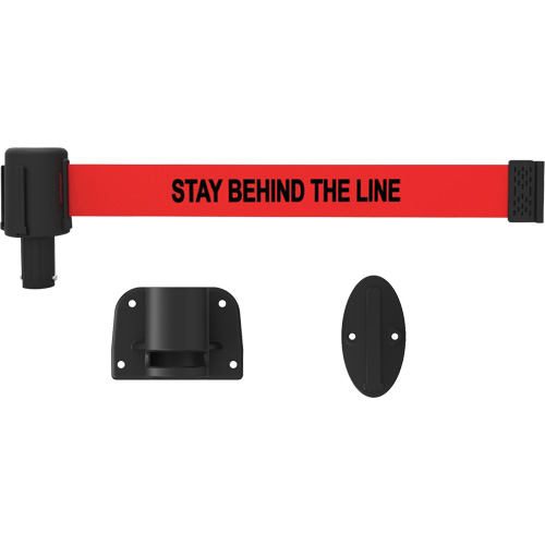 PLUS Wall Mount Barrier System, Plastic, Screw Mount, 15', Red Tape NRZ Safety Inc.