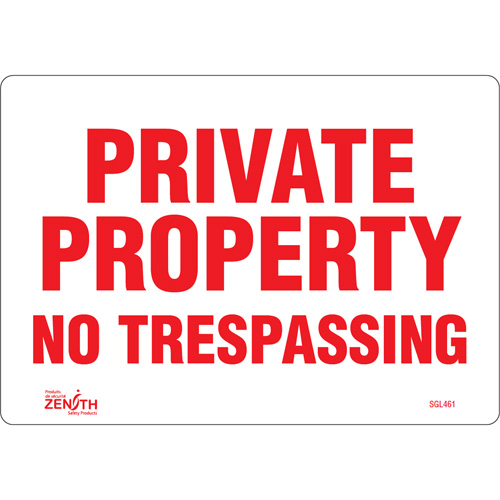 "Private Property" Sign, 7" x 10", Vinyl, English NRZ Safety Inc.