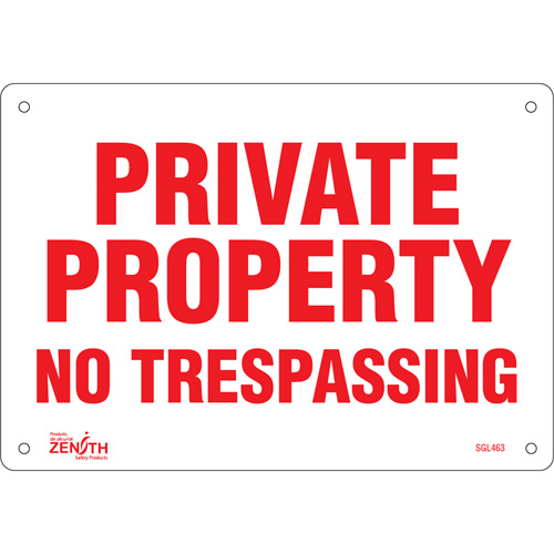"Private Property" Sign, 7" x 10", Aluminum, English NRZ Safety Inc.