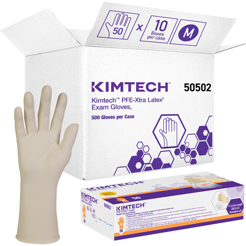 Gants m&eacute;dicaux Kimtech XTRA-PFE, Moyen, Latex, 6 mils, Sans poudre, Blanc, Classe 2 NRZ Safety Inc.