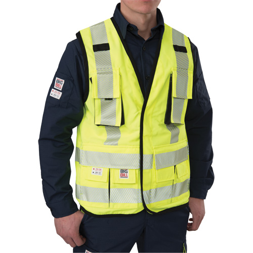 Ripstop Surveyor's Vest, High Visibility Lime-Yellow, Small, Polyester NRZ Safety Inc.