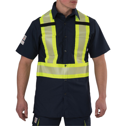 Ripstop High Visibility Short Sleeved Shirt, Polyester, Medium (Tall), Navy Blue NRZ Safety Inc.