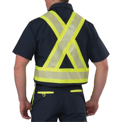 Ripstop High Visibility Short Sleeved Shirt, Polyester, Medium (Tall), Navy Blue NRZ Safety Inc.