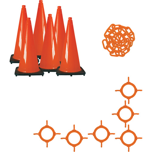 Ensemble de c&ocirc;nes de signalisation et chaînes, 28", Orange NRZ Safety Inc.