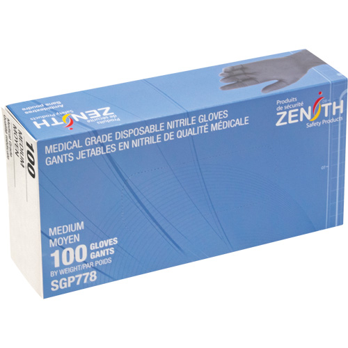 Puncture-Resistant Medical-Grade Disposable Gloves, Medium, Nitrile, 5-mil, Powder-Free, Black, Class 2 NRZ Safety Inc.
