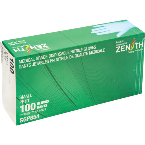 Puncture-Resistant Medical-Grade Disposable Gloves, Small, Nitrile, 3.5-mil, Powder-Free, Blue, Class 2 NRZ Safety Inc.