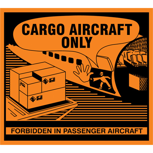 &eacute;tiquettes de manutention Cargo Aircraft Only, 4-3/4" lo x 4-1/4" la, Orange NRZ Safety Inc.