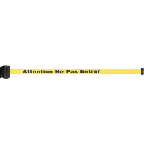 Barri&egrave;re &agrave; fixation murale avec ruban magn&eacute;tique, Acier, Fixation par vis, 7', Ruban Jaune NRZ Safety Inc.