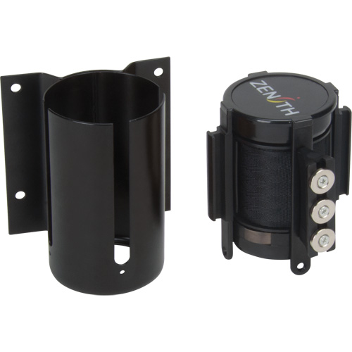 Barri&egrave;re &agrave; fixation murale avec ruban magn&eacute;tique, Acier, Fixation par vis, 12', Ruban Noir NRZ Safety Inc.