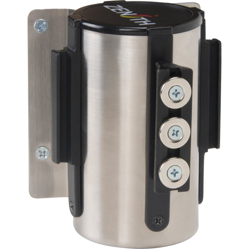Barri&egrave;re &agrave; fixation murale avec ruban magn&eacute;tique, Acier, Fixation par vis, 12', Ruban Jaune NRZ Safety Inc.