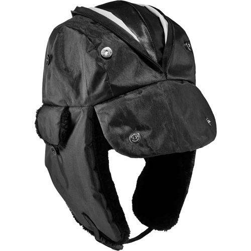 Chapeau de trappeur avec fermeture &agrave; glissi&egrave;re N-Ferno, Doublure en Polyur&eacute;thane/Satin, Moyen/Petit, Noir NRZ Safety Inc.