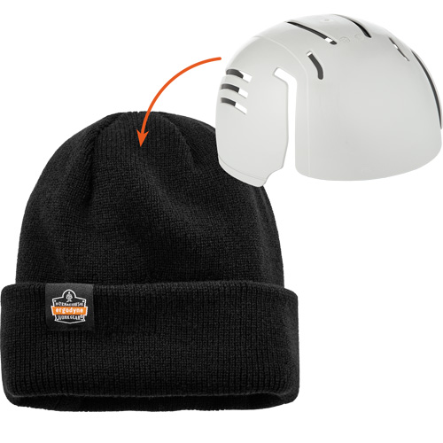 Tuque en tricot c&ocirc;tel&eacute; avec fermeture &agrave; glissi&egrave;re et casque antichoc &agrave; ins&eacute;rer N-Ferno, Taille unique, Noir NRZ Safety Inc.