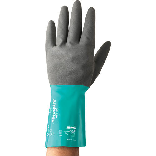 AlphaTec&reg; 58-430 Series Chemical Resistant Gloves, Size 7, 13" L, Nitrile, Cotton/Flock-Lined Inner Lining, 10-mil NRZ Safety Inc.