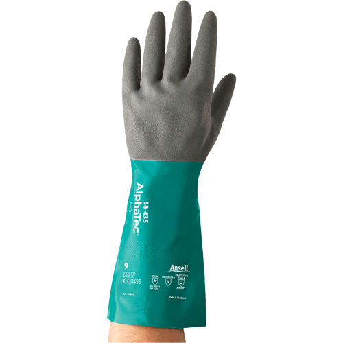 AlphaTec&reg; 58-435 Series Chemical Resistant Gloves, Size 7, 15" L, Nitrile, Cotton/Flock-Lined Inner Lining, 10-mil NRZ Safety Inc.