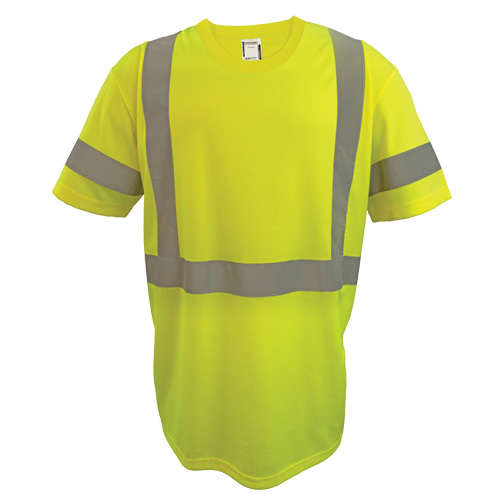 Short Sleeve Safety T-Shirt, Polyester, 2X-Large, High Visibility Lime-Yellow NRZ Safety Inc.