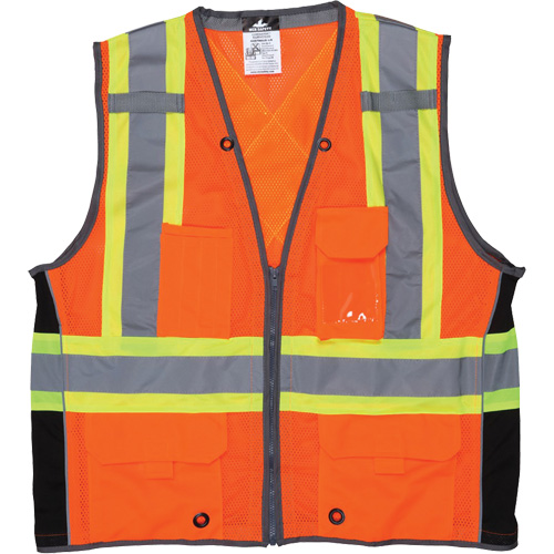 Veste de s&eacute;curit&eacute; pour arpenteur, Orange haute visibilit&eacute;, Grand, Polyester NRZ Safety Inc.