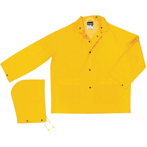 Classic Series Rain Jacket with Detachable Hood, Polyester/PVC, Large, Yellow NRZ Safety Inc.
