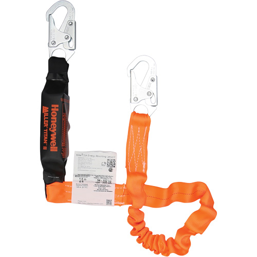 Titan Energy-Absorbing Lanyard, 6', Locking Snap Hook Center, Locking Snap Hook Leg Ends, Polyester NRZ Safety Inc.