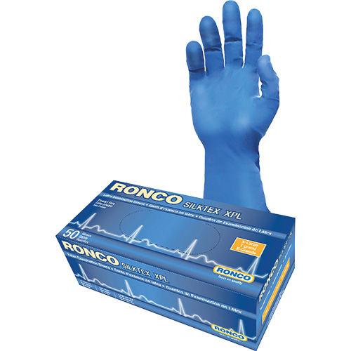 Gant d'examen extra long SilkTex XPL, T-Grand, Latex, 13 mils, Sans poudre, Bleu, Classe 2 NRZ Safety Inc.