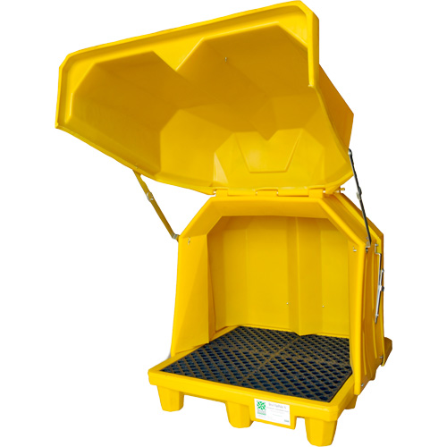 Ultra-Hard Top P4 Spill Pallets&reg; Outdoor Storage without Drain, 57" L x 54" W x 64.25"/64.5" H, 6000 lbs. Load Capacity NRZ Safety Inc.