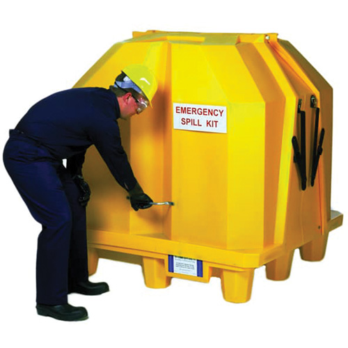 Ultra-Hard Top P4 Spill Pallets&reg; Outdoor Storage without Drain, 57" L x 54" W x 64.25"/64.5" H, 6000 lbs. Load Capacity NRZ Safety Inc.