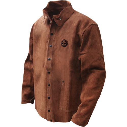 Veste de soudage en cuir fleur de vache refendu Gander Brand, Cuir, 4T-Grand, Brun NRZ Safety Inc.